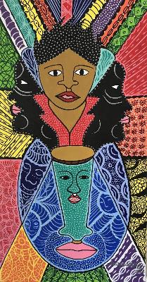 Joanne Celestin, untitled (portrait of a woman), acrylic and egg tempera on canvas, 2018.42.9